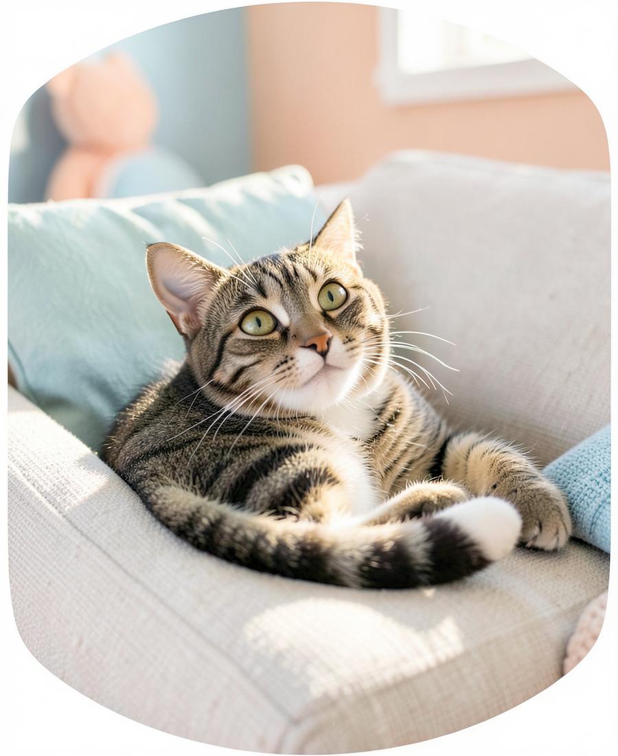 Affectionate tabby cat at home