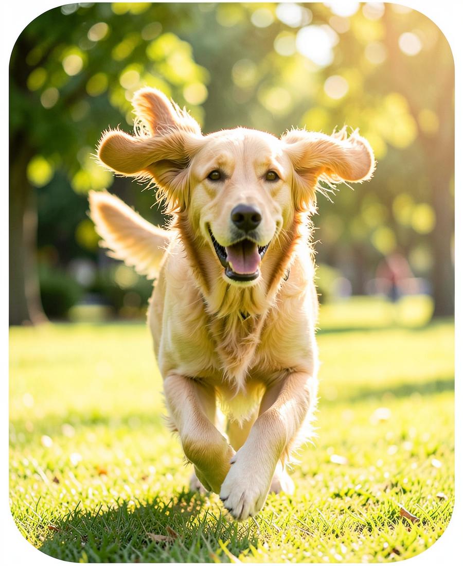 Happy dog running in the park